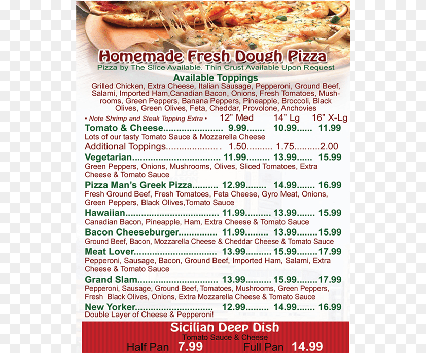 542x697 Fresh Dough Pizza Fast Food, Menu, Text PNG