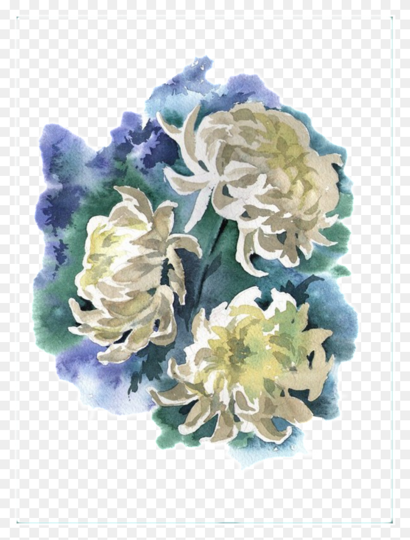 1024x1372 Fresh Ink Painting Hand Painted Chrysanthemum Decorative Hrizantemi Akvarelyu, Rug, Floral Design, Pattern Descargar Hd Png