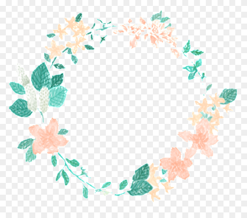 1024x892 Fresh Mint Blue Flowers Hand Drawn Garland Decorative Transparent Flower Overlay, Floral Design, Pattern, Graphics HD PNG Download
