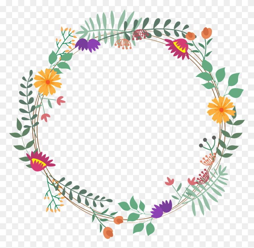 1024x1001 Fresh Yellow Flower Hand Painted Garland Decorative Flower, Floral Design, Pattern, Graphics HD PNG Download