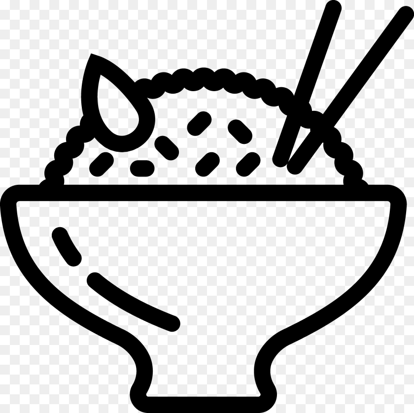 Fried Rice Black And White, Gray Sticker PNG