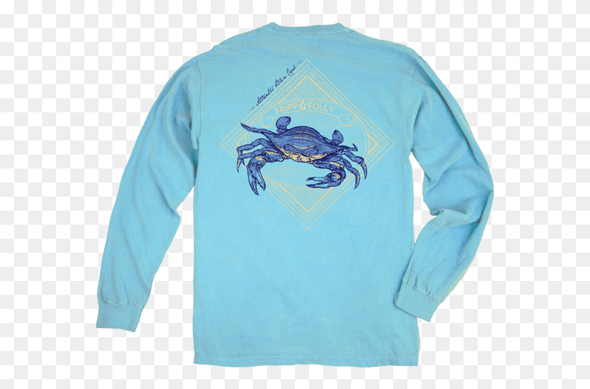 569x494 Fripp And Folly Blue Crab Long Sleeve Tee In Lagoon Chesapeake Blue Crab, Clothing, Apparel, Long Sleeve HD PNG Download