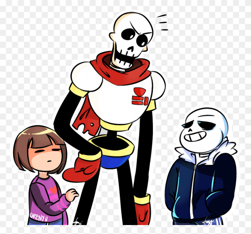 848x787 Frisk And By Undertale Papyrus Sans And Frisk, Person, Human, People HD PNG Download