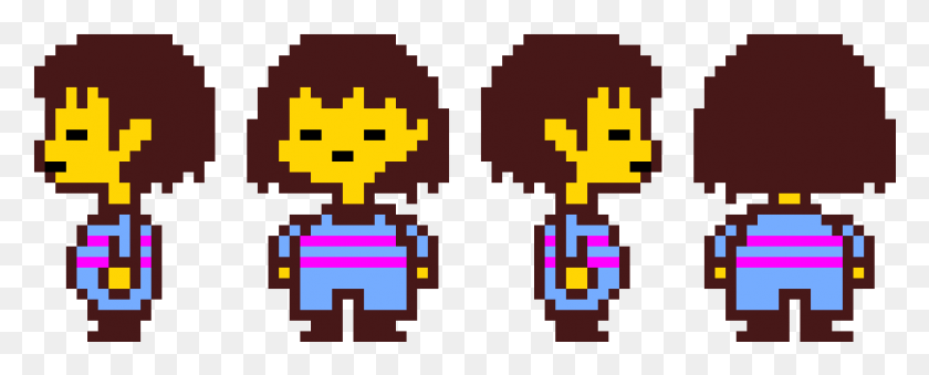 811x291 Frisk Sprite Sheet Undertale Frisk And Chara Pixel, Pac Man, Rug HD PNG Download