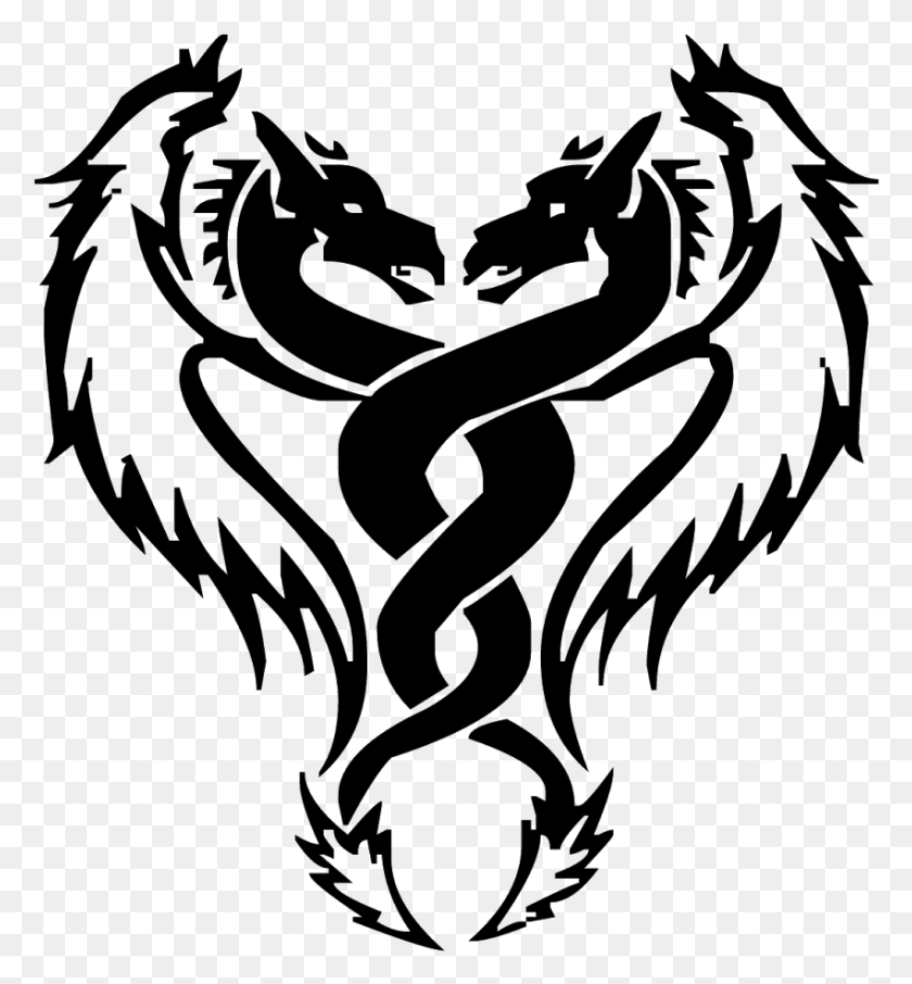 850x922 Frnds Useful Tattoos Use Kare Simple Dragon Drawing Tattoo, Gray, World Of Warcraft HD PNG Download