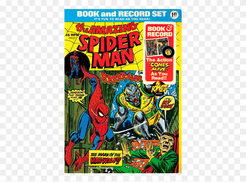 401x562 From Powerrecord Blogspot Com Amazing Spider Man Book And Record Set, Comics, Person, Human HD PNG Download