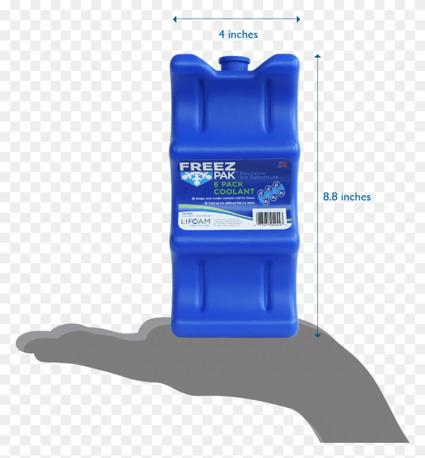 828x898 Descargar Png / Refrigerante Hielo Reutilizable Freez Pak 6 Pack De Dimensiones Frontales, Botella Hd Png