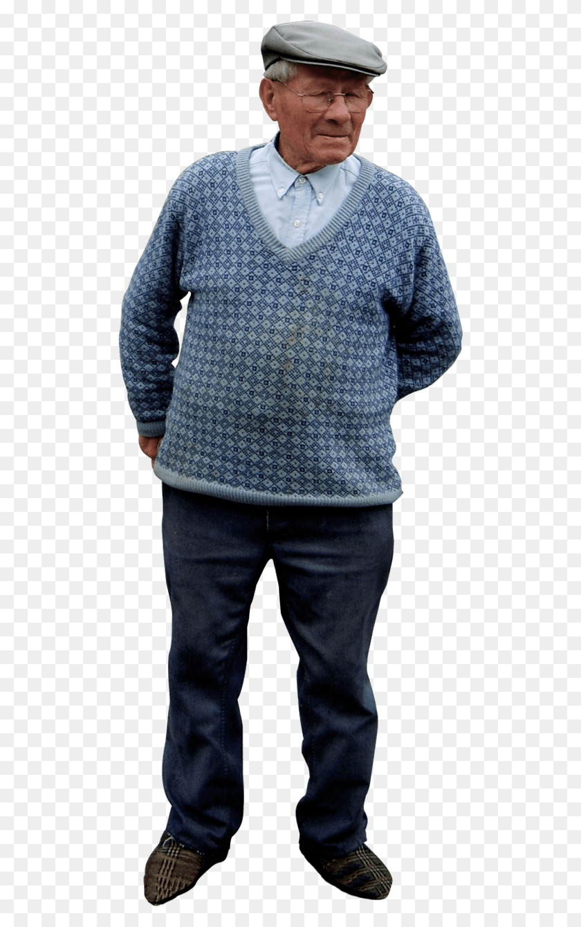 498x1280 Front People Old Man Standing, Clothing, Apparel, Sweater HD PNG Download