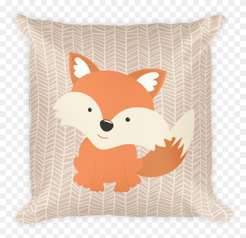 913x882 Front Side Baby Fox Pillow Woodland Decor Tan Background Cushion Descargar Hd Png