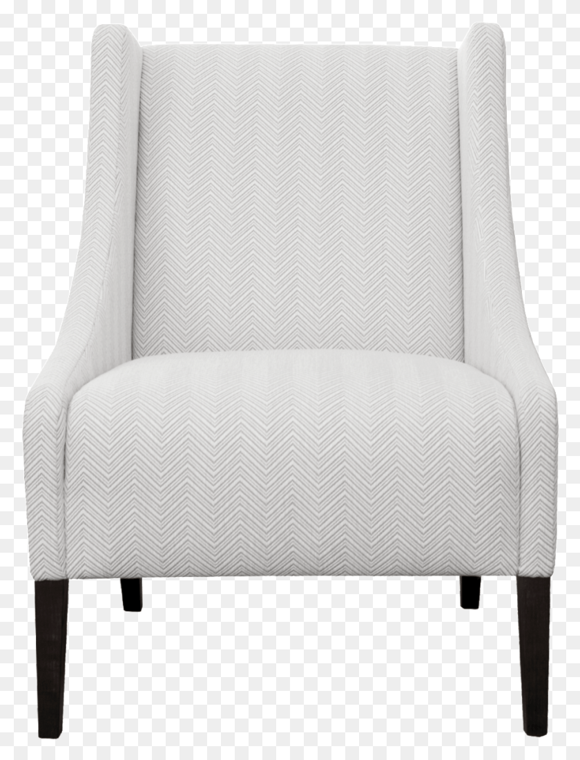 923x1231 Front View Of Light White Upholstered Wing Back Lounge Studio Couch, Furniture, Armchair, Chair HD PNG Download