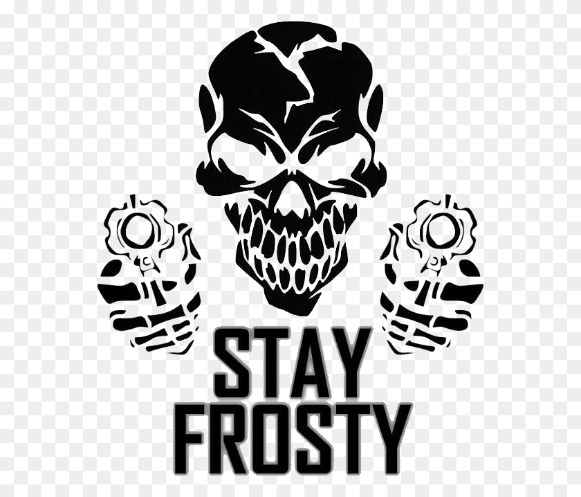 560x658 Frosty Cracked Skull, Stencil, Hand, Label HD PNG Download