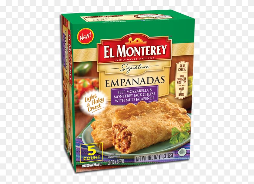 453x548 Frozen Empanadas With Beef El Monterey Chicken Empanadas, Food, Sandwich, Burger HD PNG Download