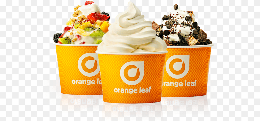 Frozen Yogurt Frozen Yogurt Orange Leaf, Cream, Dessert, Food, Ice Cream Transparent PNG