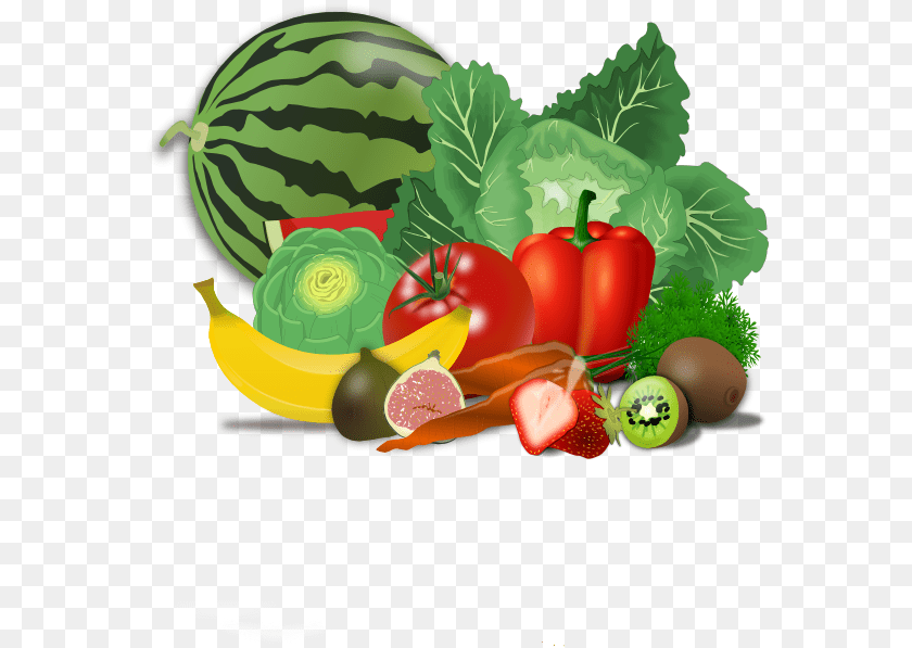 576x597 Fruit And Veggies Clipart, Food, Plant, Produce, Ketchup Sticker PNG