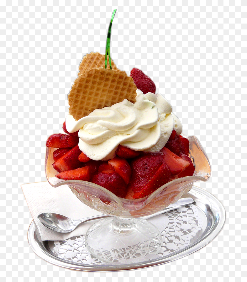 707x898 Fruit Ice Cream Fruit Cups Cream Image Coppe Gelato E Fragola, Dessert, Food, Creme HD PNG Download