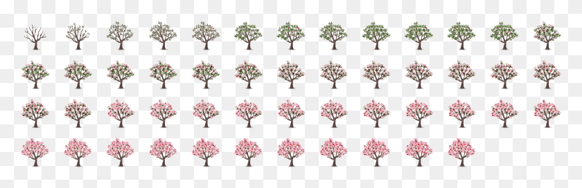 3434x937 Fruit Tree Growing Tree Sprite Sheet, Plant, Rug, Flower Descargar Hd Png