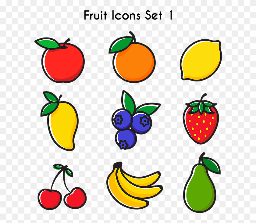622x671 Descargar Png Frutas, Iconos De Frutas, Manzana, Naranja, Limón, Mango, Planta, Alimentos, Gráficos Hd Png
