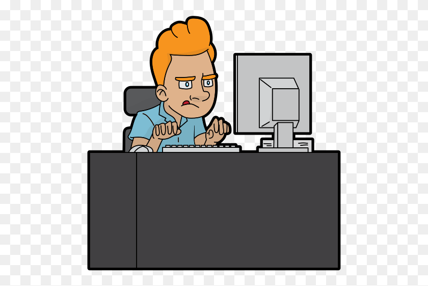 499x501 Frustrated Cartoon Guy Using A Computer Cartoon, Electronics, Crowd, Screen HD PNG Download
