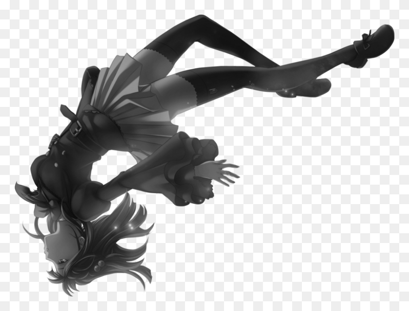 799x595 Descargar Pngftestickers Anime Falling Girl Freetoedit Anime Girl Falling, Flying, Bird, Animal Hd Png
