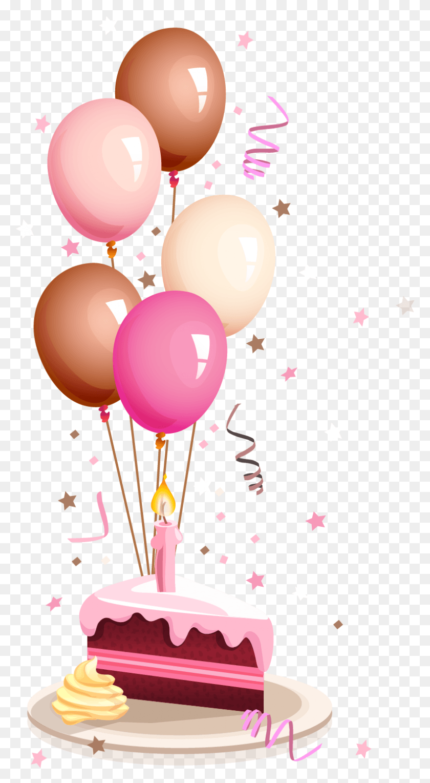 788x1484 Ftestickers Balloons Streamers Cake Birthday Happy Birthday Card, Balloon, Ball, Wedding Cake HD PNG Download