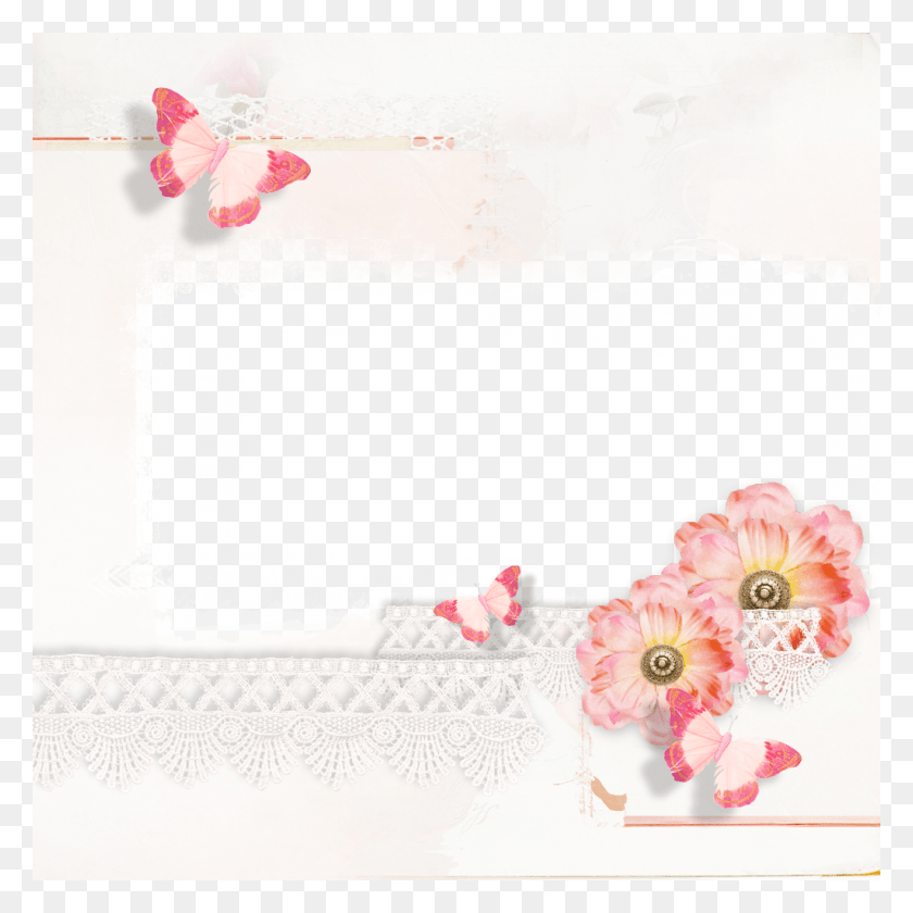 1024x1024 Ftestickers Butterflies Flowers Frame Borders Artificial Flower, Floral Design, Pattern, Graphics HD PNG Download