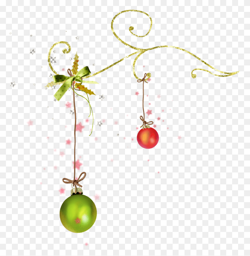 1024x1052 Ftestickers Рождественские Украшения Шарики Граница Уголок Рождественский День, Графика, Цветочный Дизайн Png Скачать