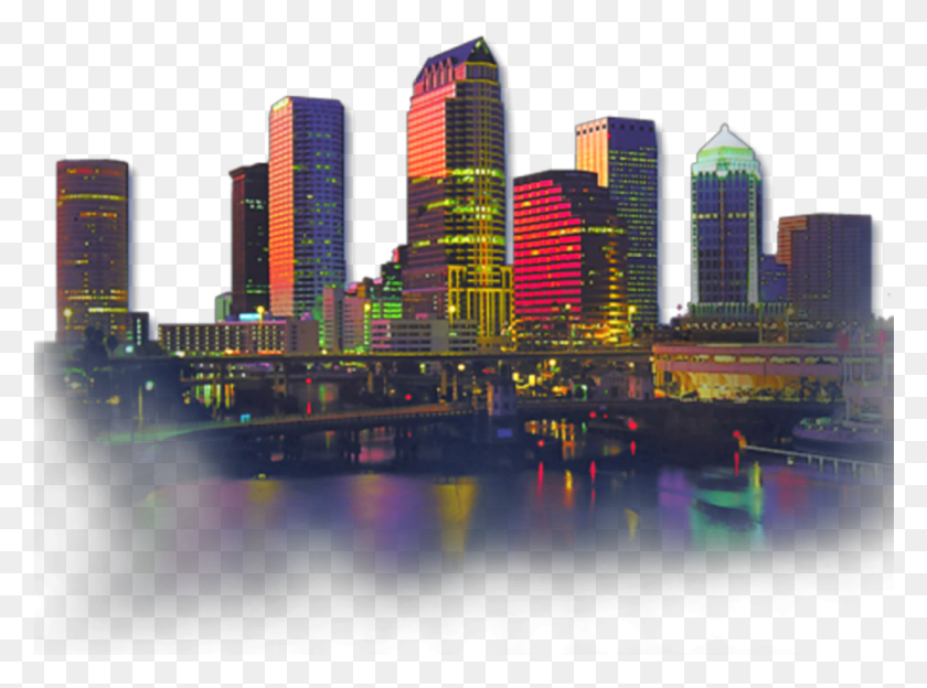 1025x742 Descargar Pngftestickers City Skyline Citylights Waterview Tampa Skyline, Ciudad, Urban, Edificio Hd Png