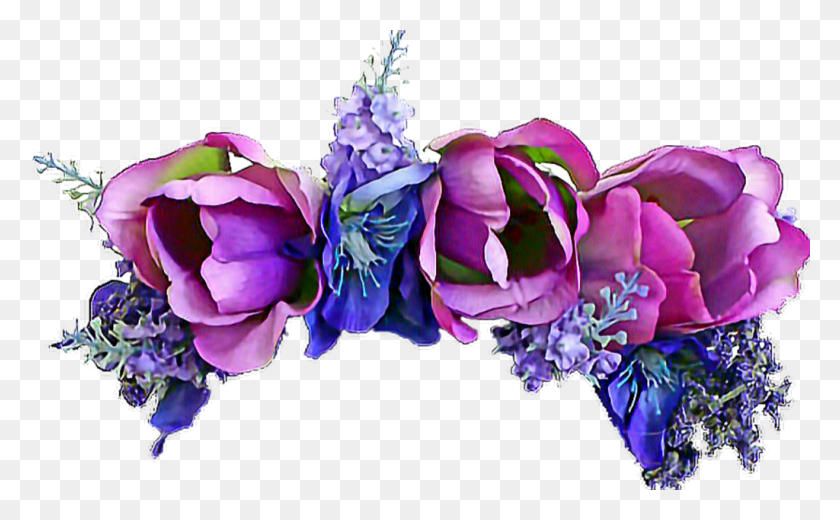 1024x604 Ftestickers Flowers Floralarrangement Flowercrown Purple Flower Crown Transparent Background, Plant, Flower, Blossom HD PNG Download