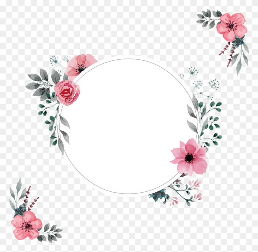 1024x1002 Descargar Pngftestickers Frame Borders Collage Flowers Pink Rose, Graphics, Diseño Floral Hd Png