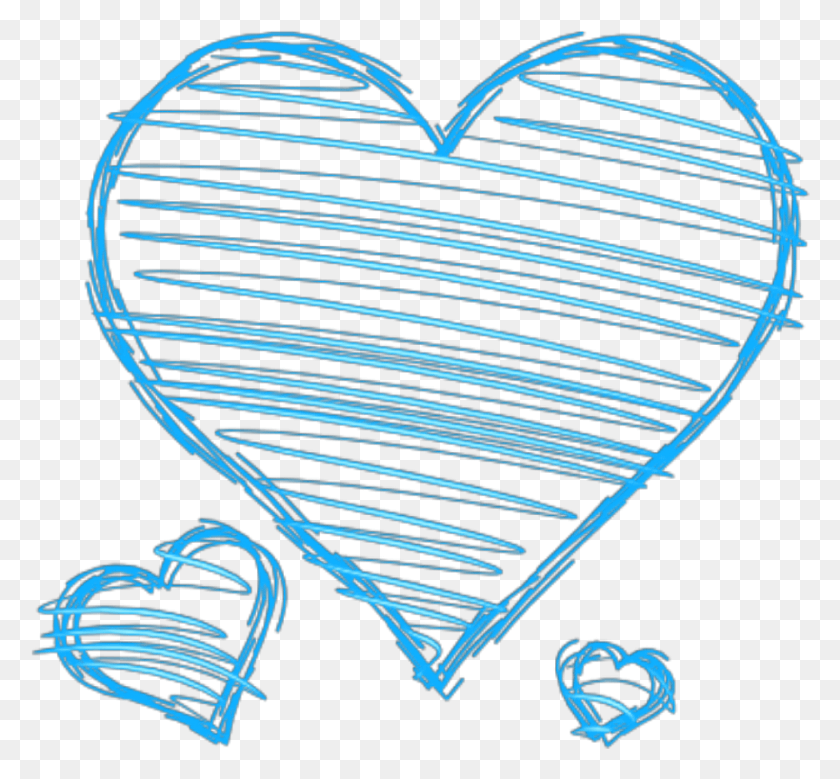 866x799 Ftestickers Love Hearts Doodles Doodleart Blue Drawn Heart Clip Art, Text, Light, Neon HD PNG Download