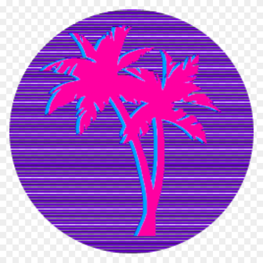 1000x1000 Ftestickers Neon Pink Purple Circle Palmtree Vaporwave Palm Tree Transparent, Sphere, Light, Astronomy HD PNG Download