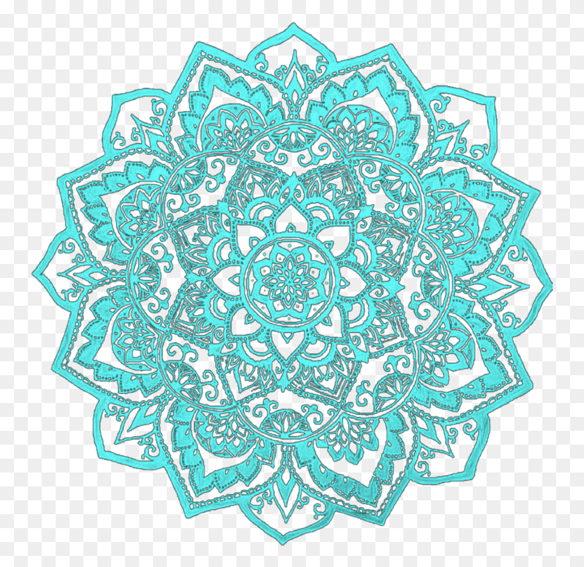 753x756 Ftestickers Pattern Lace Teal Blue Mandala, Ornament HD PNG Download
