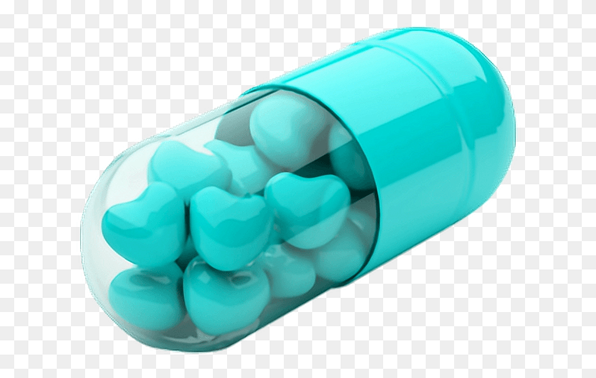 630x473 Ftestickers Pill Pills Hearts Blue Love Pills, Капсула, Лекарства Hd Png Скачать