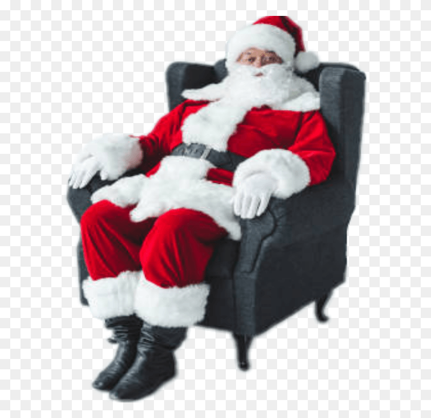 593x755 Descargar Png / Santa Sentado En Una Silla De Navidad Png