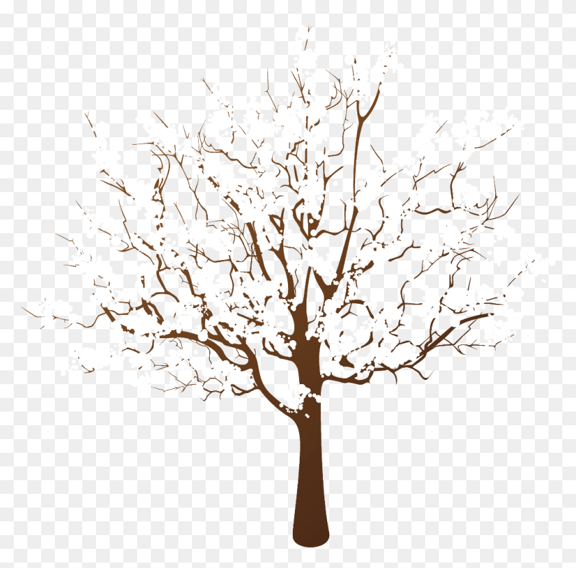 1012x997 Ftestickers Sticker Winter Tree Clipart, Plant, Cherry Blossom, Flower HD PNG Download
