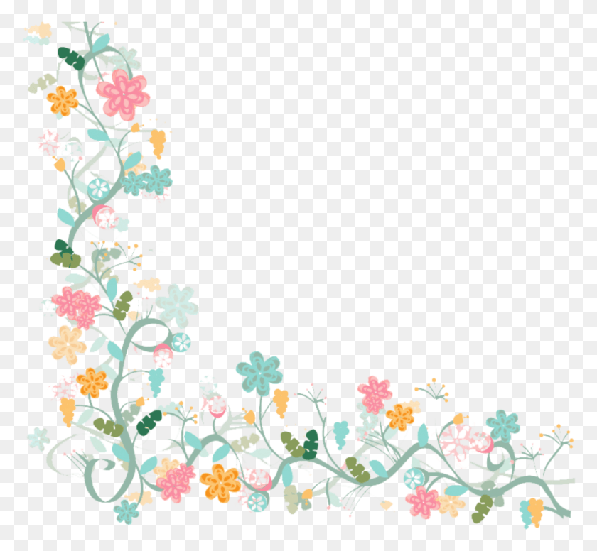 1098x1009 Ftestickers Watercolor Flowers Border Blue Colorful, Graphics, Floral Design HD PNG Download