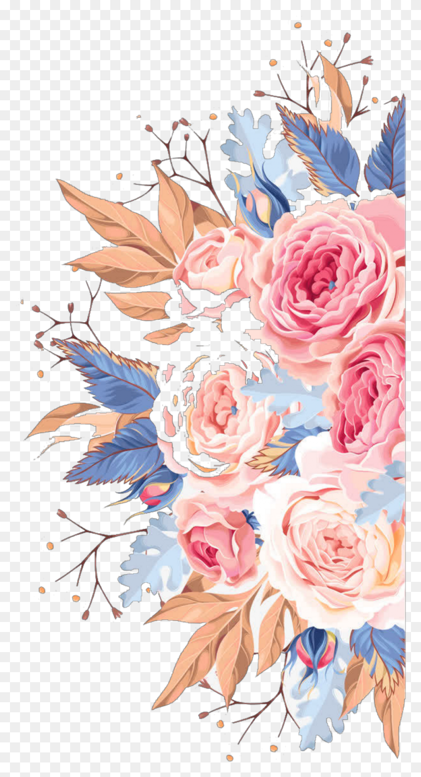 969x1851 Ftestickers Watercolor Flowers Border Colorful Transparent Free Watercolor Flower, Graphics, Floral Design HD PNG Download