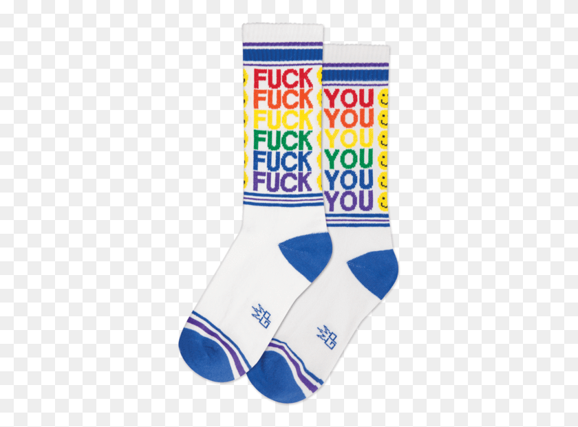 327x561 Fuck You Happy Face Ribbed Gym Socks In Rainbow And Sock, Clothing, Apparel, Shoe HD PNG Download