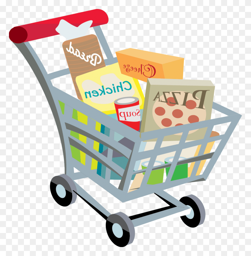 1001x1024 Full Grocery Cart Clipart Shopping Cart Transparent Grocery Basket Clipart, Shopping Basket HD PNG Download