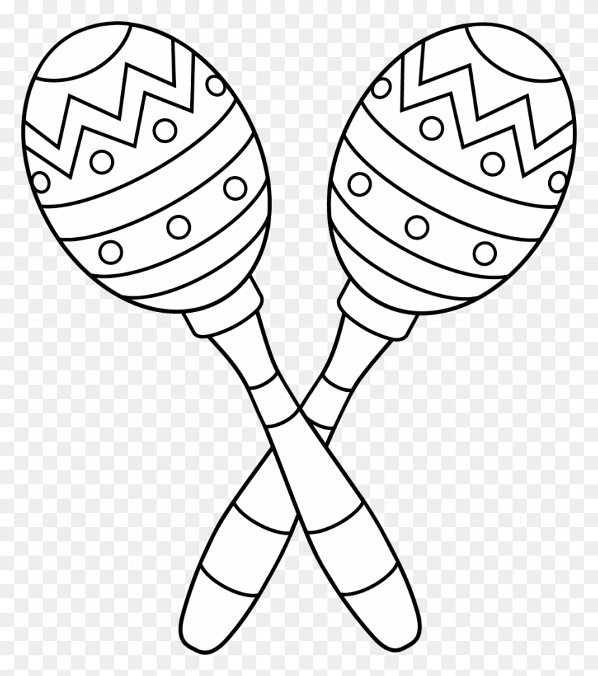 898x1024 Full Maracas Coloring Pages Weird Gites Loire Valley Cinco De Mayo Outline, Maraca, Musical Instrument HD PNG Download