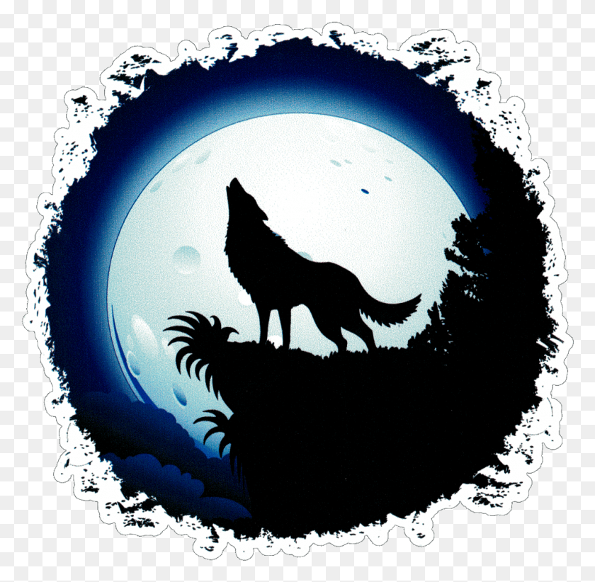987x965 Full Moon Wolf Draw A Wolf Howling, Dog, Pet, Canine HD PNG Download