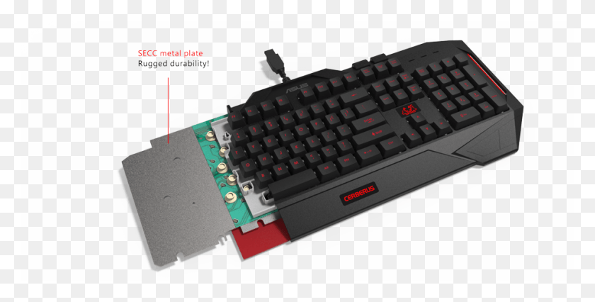 950x446 Full Secc Metal Plate Asus Cerberus Gaming Keyboard, Computer Keyboard, Computer Hardware, Hardware HD PNG Download