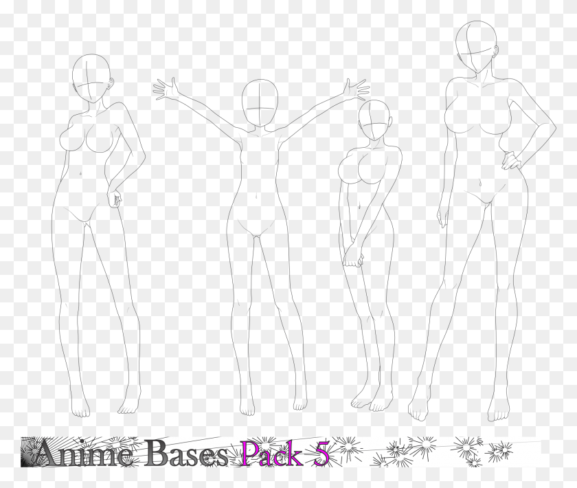 1868x1557 Descargar Png Tamaño Completo De Dibujo Humano Contorno De Dibujos Animados Base Corporal Chica Anime Plantea Base, Persona, Diagrama, Diagrama Hd Png