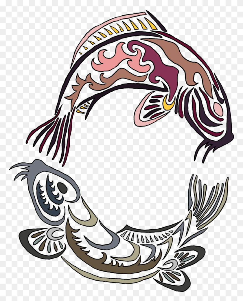 850x1066 Fullsize Of Pisces Yin Yang Pisces Fish Tattoo Tribal, Graphics, Dragon HD PNG Download