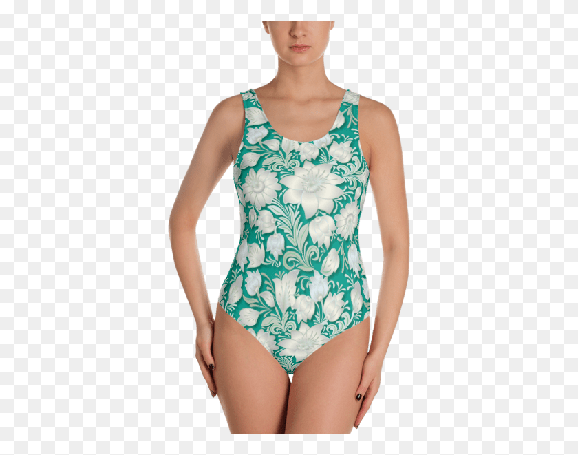 353x601 Fun Wear Sexy Vintage Floral Ornament On Turquoise Baked Potato Swimsuit, Clothing, Apparel, Person Descargar Hd Png