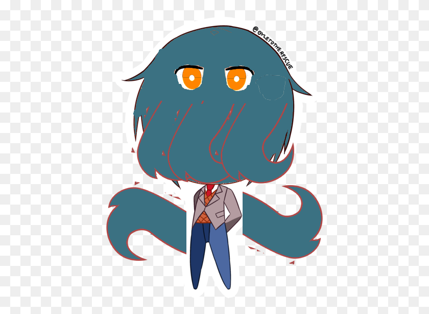 427x554 Functhulhu Himself Asked Me To Make Him A Ddlc Sprite Cthulhu X Ddlc, Label, Text, Pillow HD PNG Download