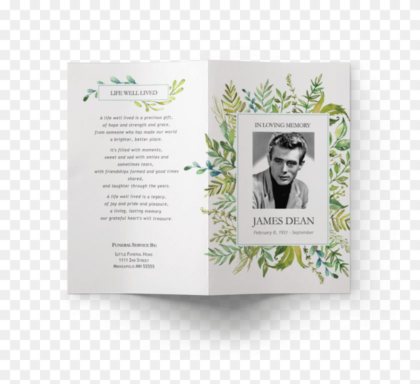 1001x909 Funeral Program Template Leafy 1 Well Designed Funeral Program, Person, Human, Advertisement HD PNG Download