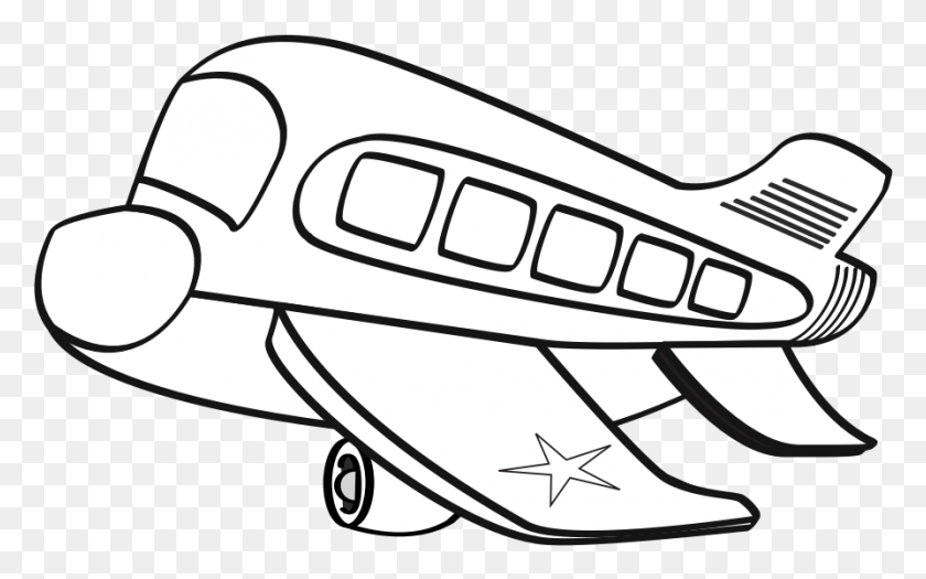 894x533 Funny Airplane Clipart Black And White Cartoon Plane Airplane Clipart Black And White, Transportation, Vehicle, Aircraft HD PNG Download