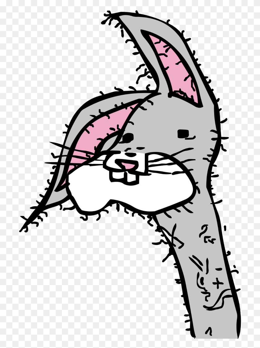 722x1063 Descargar Png Conejito Divertido Wtf Espeluznante Tristeza Extraño Ojos Locos Mal Dibujado Bugs Bunny, Mano, Ropa, Vestimenta Hd Png