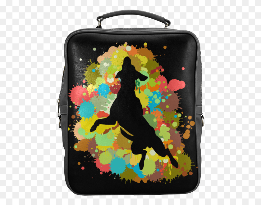 473x601 Funny Crazy Jumping Dog Shape Splash Design Square Hand Luggage, Suitcase, Pet, Canine HD PNG Download